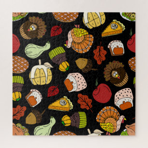 Thanksgiving doodles, festive, hand-drawn set. jigsaw puzzle