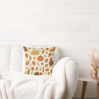 Thanksgiving Doodles Seamless Pattern Cushion