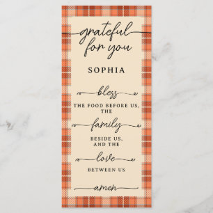 Thanksgiving Double Sided Menu & Place Card Plaid