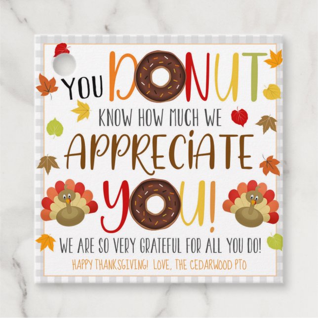 Thanksgiving Doughnut Gift Tag (Front)