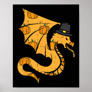 Thanksgiving Dragon Turkey Day Fall Men Women Boys Poster