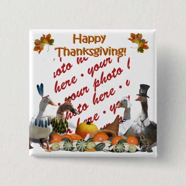 Thanksgiving Ducks 15 Cm Square Badge (Front)