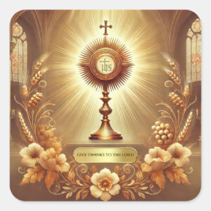 Thanksgiving Eucharist Catholic Adoration Religiou Square Sticker