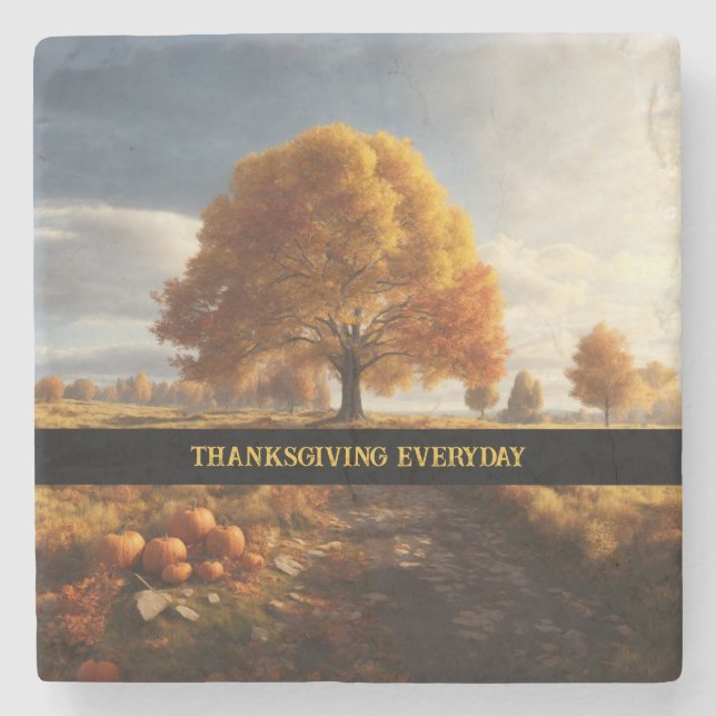 Thanksgiving Everyday Stone Coaster Custom Text (Front)