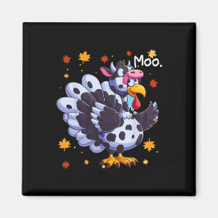Thanksgiving Fake Turkey Moo Cow Head Funny Fall Magnet
