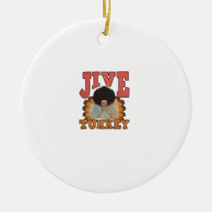Thanksgiving & Fall Apparel, Jive Turkey - Retro 1 Ceramic Ornament