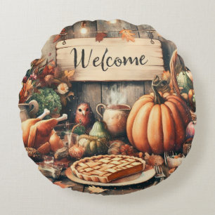 Thanksgiving/Fall/Autumn/Vintage Round Cushion