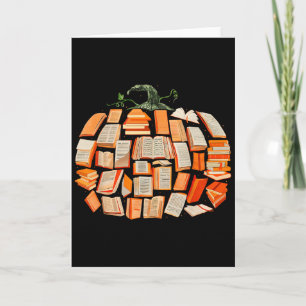 Thanksgiving Fall Books Pumpkins Vintage Library T Card