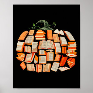 Thanksgiving Fall Books Pumpkins Vintage Library T Poster