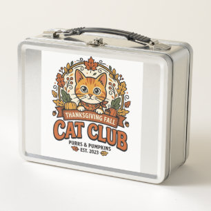 Thanksgiving Fall Cat Cat Lover Gift - Thanksgivin Metal Lunch Box