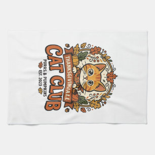 Thanksgiving Fall Cat Cat Lover Gift - Thanksgivin Tea Towel