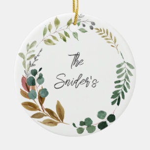 Thanksgiving Fall Colours Leaves NAME YEAR Keepsak Ceramic Ornament