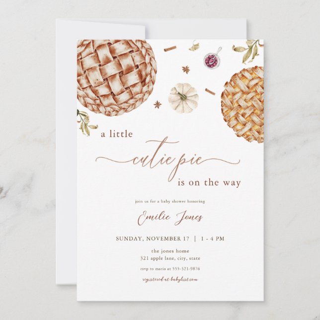 Thanksgiving Fall Cutie Pie Baby Shower Invitation (Front)