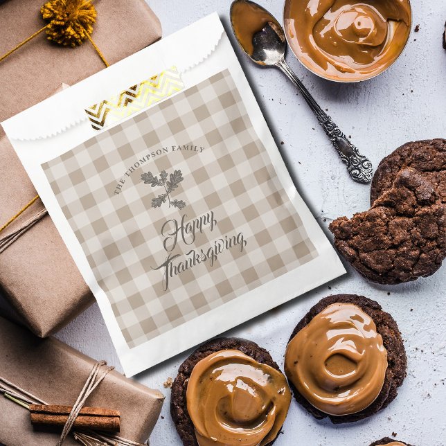 Thanksgiving Fall Foliage Leaves Brown Plaid Favour Bag (Thanksgiving Fall Foliage Leaves Brown Plaid Favor Bag)