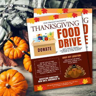 Thanksgiving Fall Food Drive Charity Fundraiser Flyer