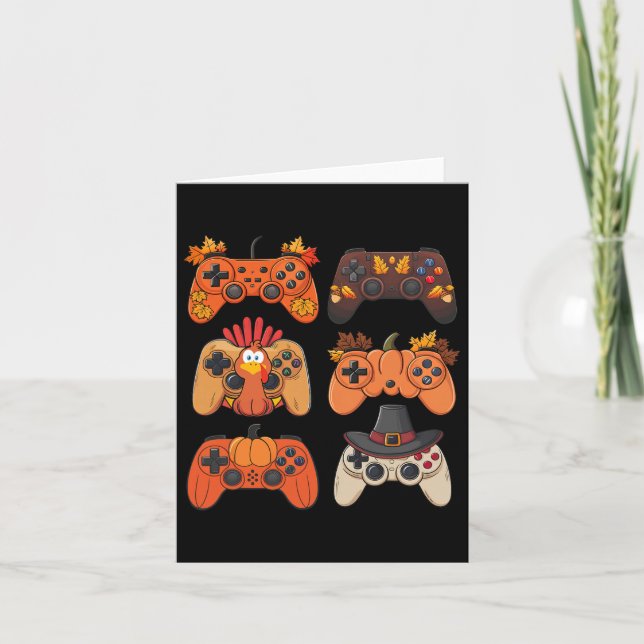 Thanksgiving Fall Gaming Controllers Turkey Funny  Card (Front)