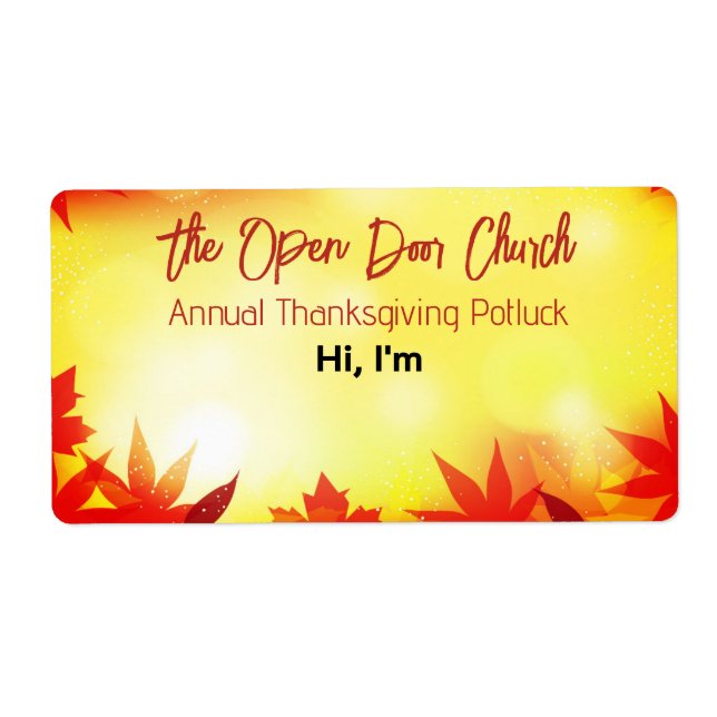 Thanksgiving Fall Gathering Paper Label Name Tag (Front)