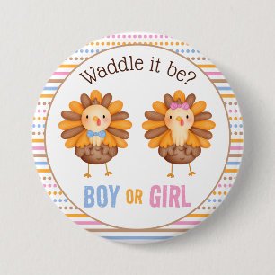 Thanksgiving Fall Gender Reveal Turkey 7.5 Cm Round Badge