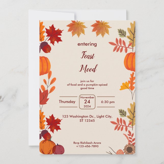 Thanksgiving Fall Invitation Card (Front)