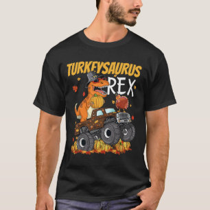 Thanksgiving Fall Kids Boy Men Dinosaur Riding Mon T-Shirt