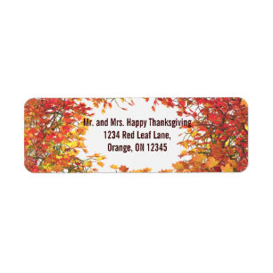 Thanksgiving Fall Leaf Circle Return Address Label