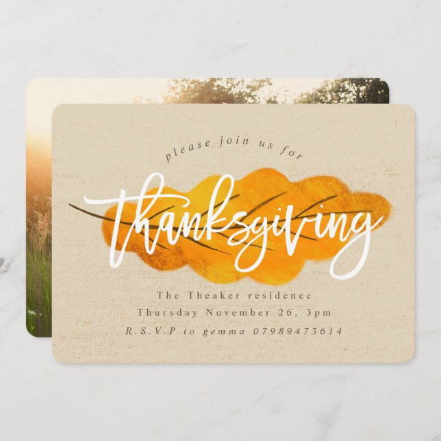 THANKSGIVING FALL LEAF INVITATION (Front/Back)
