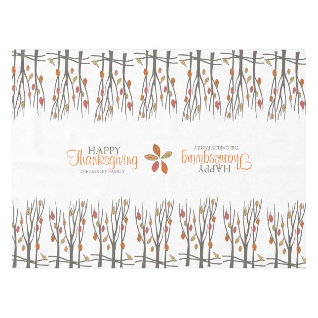 Thanksgiving fall leaves personalised family name tablecloth (Front (Horizontal))