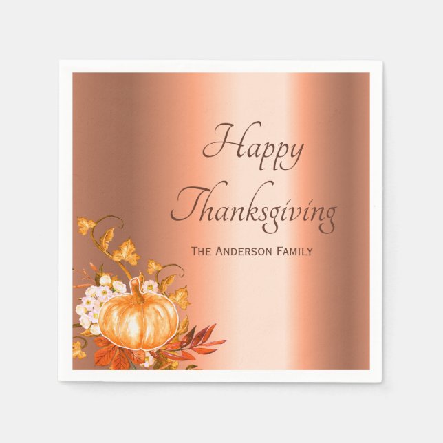 Thanksgiving fall pumpkin harvest copper napkin (Front)