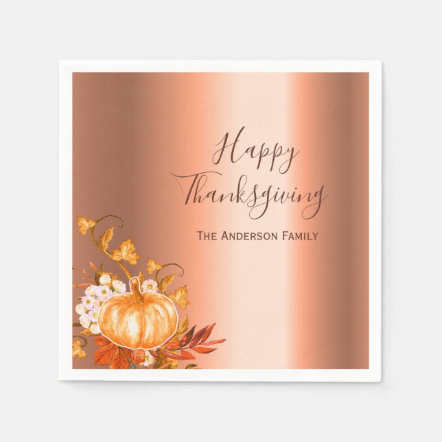 Thanksgiving fall pumpkin harvest copper napkin (Front)