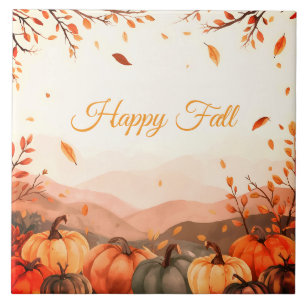 Thanksgiving, Fall Season ,Happy Fall Outdoor Pill Ceramic Tile