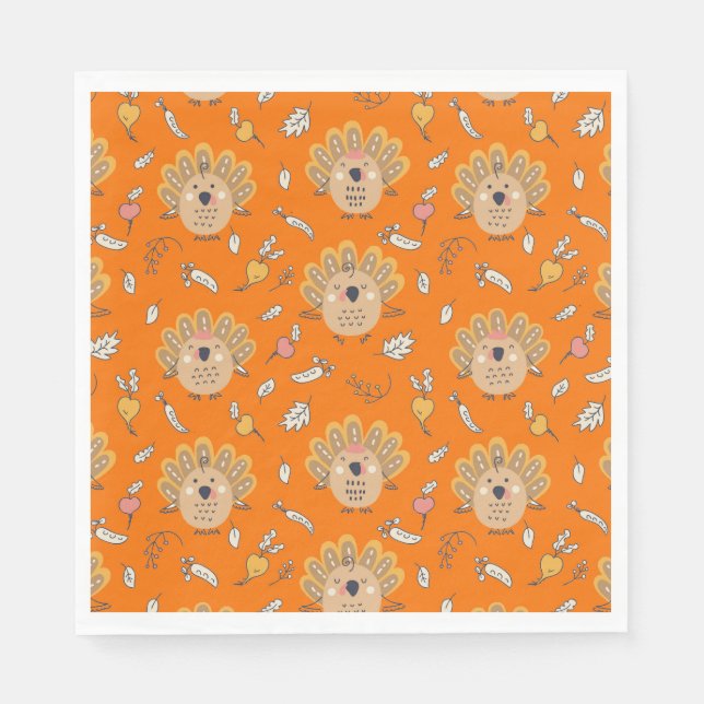 Thanksgiving Fall Turkey Napkin (Front)