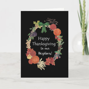 Thanksgiving Fall Wreath to Neighbours Holiday Card