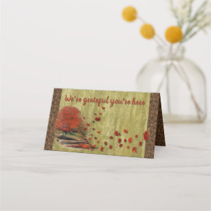 Thanksgiving Falling Leaves Landscape Place Card