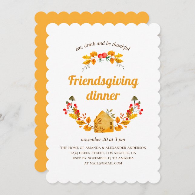 Thanksgiving family dinner. Friendsgiving feast Invitation (Front/Back)