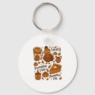 Thanksgiving Family Dinner Funny Turkey Gravy Pump Key Ring
