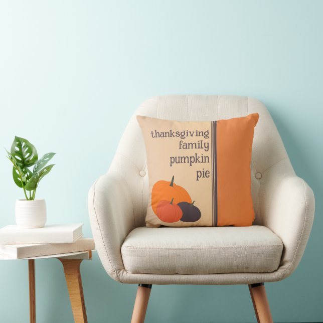 Thanksgiving Family Pumpkin Pie Throw Pillow (Chair)