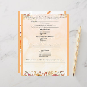 Thanksgiving Family Questionnaire 