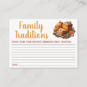 Thanksgiving, Family Traditions Game, Baby Shower Enclosure Card