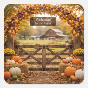 Thanksgiving Farm Square Sticker