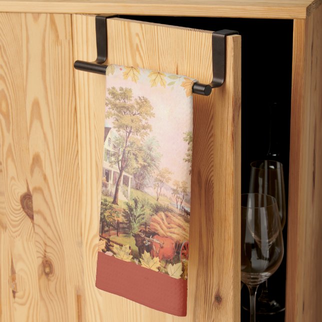 Thanksgiving Farmers Home Harvest  Tea Towel (Thirds Fold)