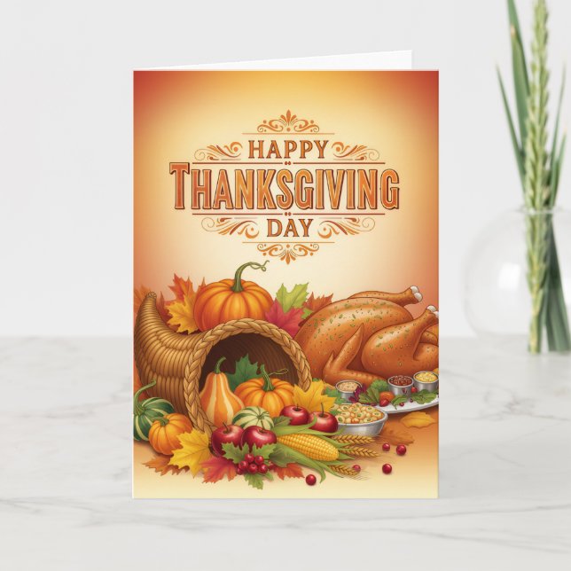 Thanksgiving Feast Blessings — Holiday Greeting Card (Front)