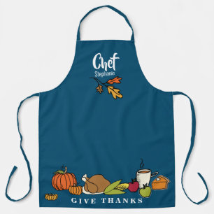 Thanksgiving Feast Blue   Personalised Holiday Apron