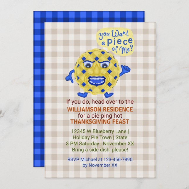 Thanksgiving Feast Fall Dinner Party Funny Pie Pun Invitation (Front/Back)