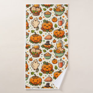 Thanksgiving feast family bath towel set