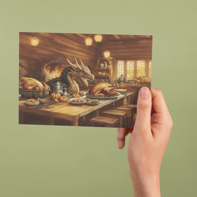 Thanksgiving Feast Fit for a Dragon  Holiday Postcard (Creator Uploaded)