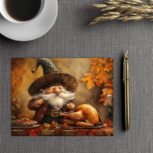 Thanksgiving Feast Gnome Holiday Postcard
