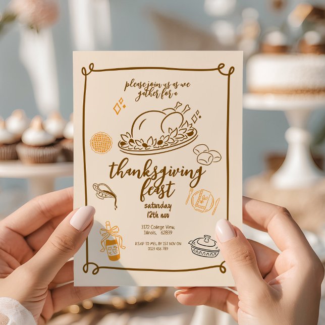 Thanksgiving Feast Rustic Fall Dinner Invitation (Creator Uploaded)
