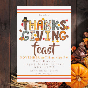 Thanksgiving Feast Script Festive  Invitation