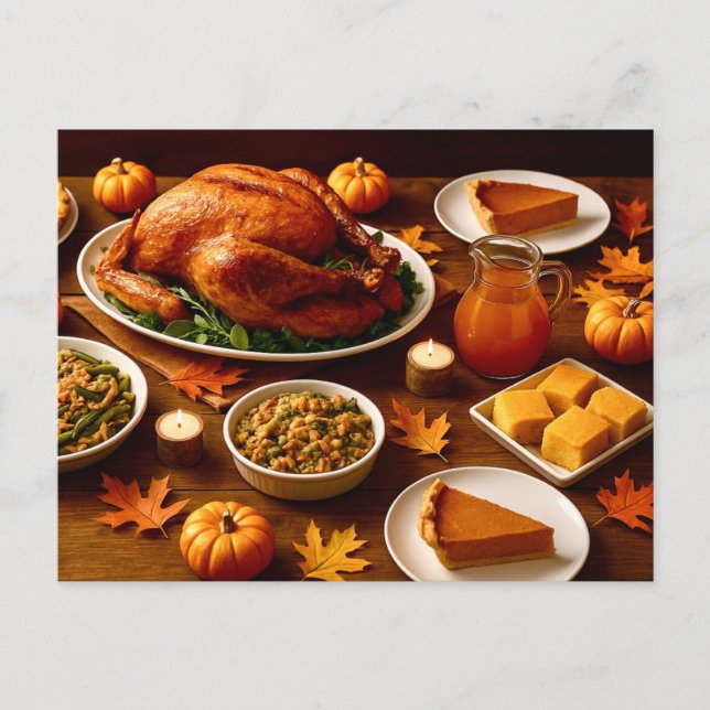 Thanksgiving Feast Table Postcard (Front)