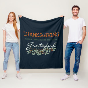 Thanksgiving Feeling Grateful Modern Eucalyptus Fleece Blanket